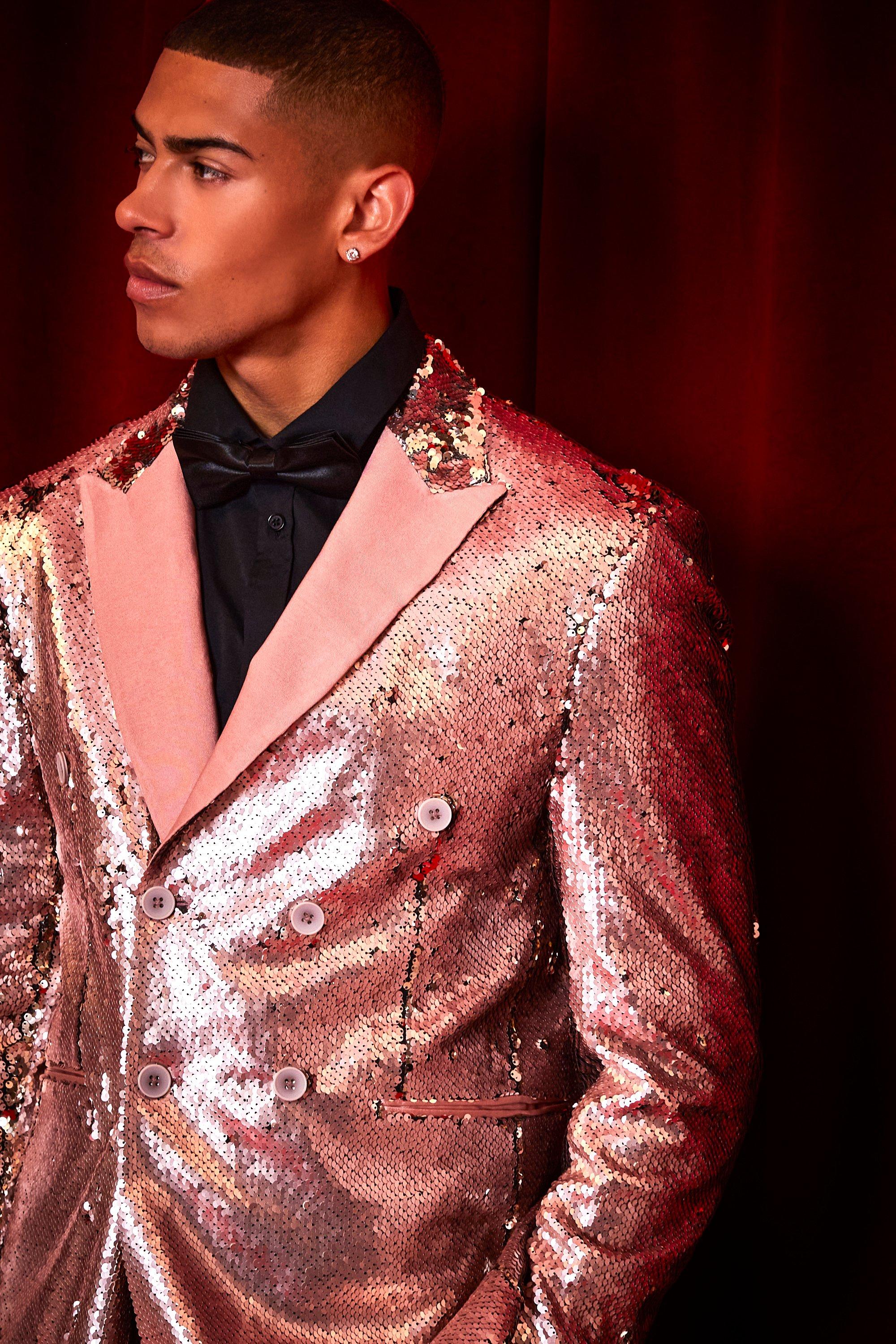 Mens rose clearance gold sequin blazer